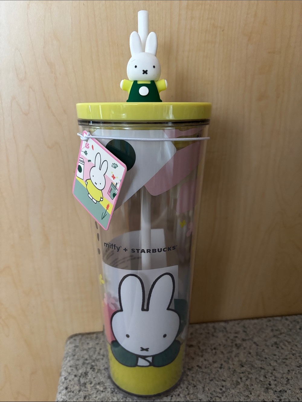 Starbucks Yellow & Green Miffy Bunny Straw Tumbler